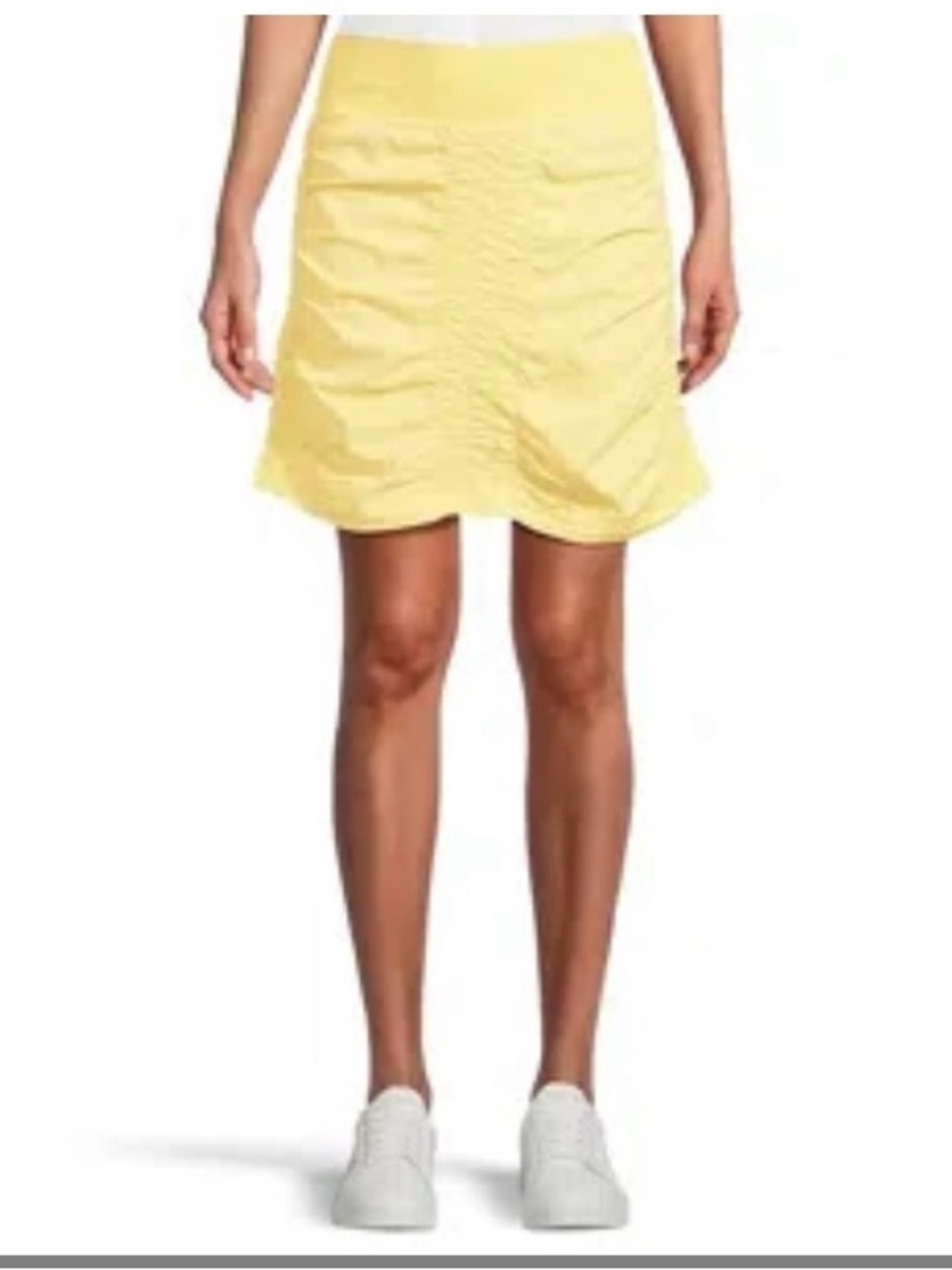 XCVI Wearables Trace Ruched Pull-On Skirt in Yellow Size Large